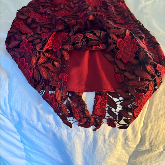 White House Black Market Red and Black Lace Dress - Picture 4 of 5